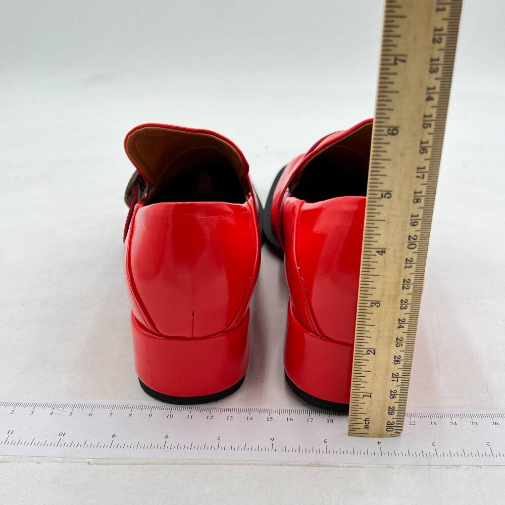 Ydn Red Square Toe Loafers Slip On Block Low Heel… - image 5